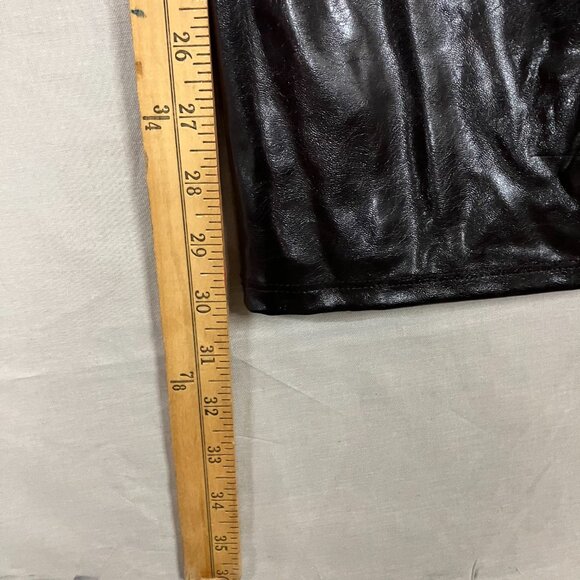 NWT A New Day Women's 14 Brown Faux Leather Midi Skirt Slit Front Side Zip - Picture 13 of 13